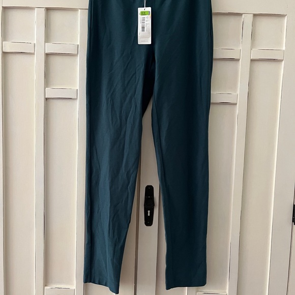 EILEEN FISHER WASHABLE STRETCH CREPE PANTS ALPINE GREEN NWTS XXS